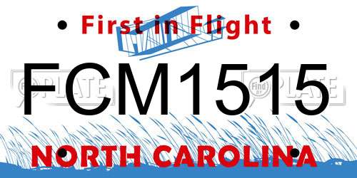 FCM1515 North Carolina License Plate