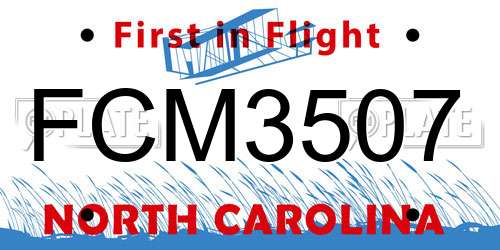 FCM3507 North Carolina License Plate
