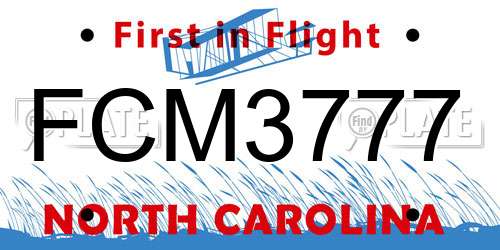 FCM3777 North Carolina License Plate