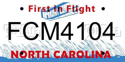FCM4104 North Carolina License Plate