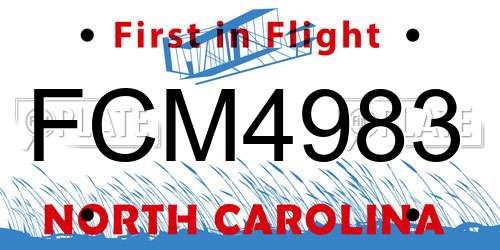 FCM4983 North Carolina License Plate