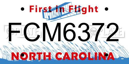 FCM6372 North Carolina License Plate