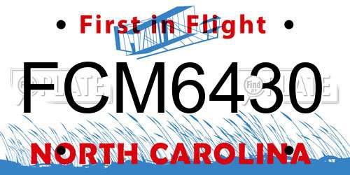 FCM6430 North Carolina License Plate