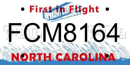 FCM8164 North Carolina License Plate