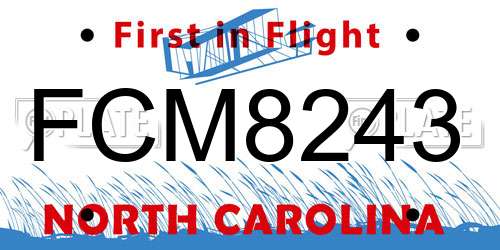 FCM8243 North Carolina License Plate