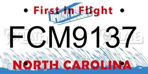 FCM9137 North Carolina License Plate