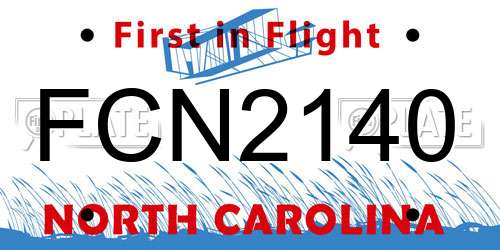 FCN2140 North Carolina License Plate