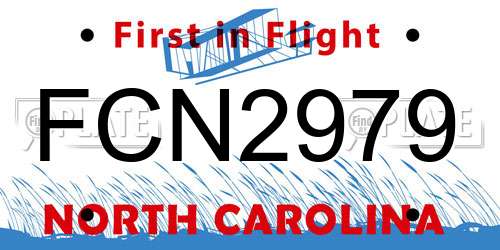FCN2979 North Carolina License Plate