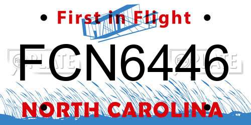 FCN6446 North Carolina License Plate