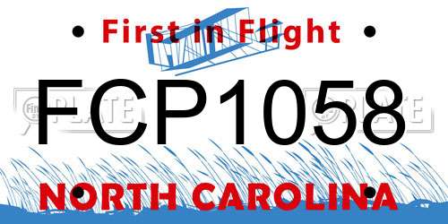 FCP1058 North Carolina License Plate