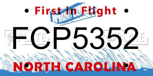 FCP5352 North Carolina License Plate