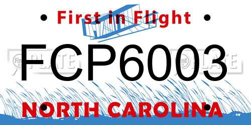 FCP6003 North Carolina License Plate