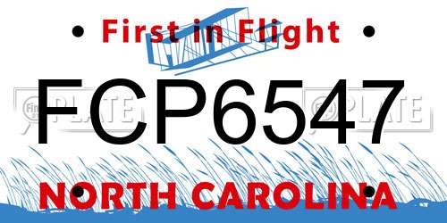 FCP6547 North Carolina License Plate