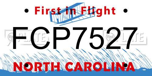 FCP7527 North Carolina License Plate