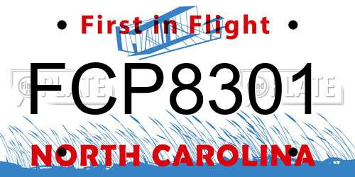 FCP8301 North Carolina License Plate