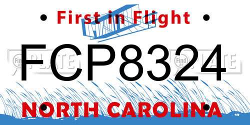 FCP8324 North Carolina License Plate