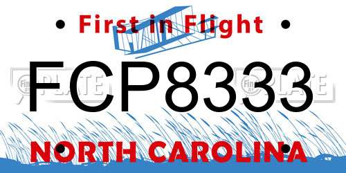 FCP8333 North Carolina License Plate