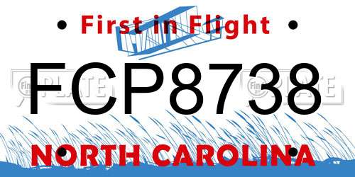FCP8738 North Carolina License Plate
