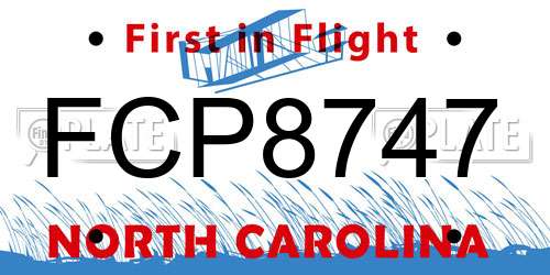 FCP8747 North Carolina License Plate