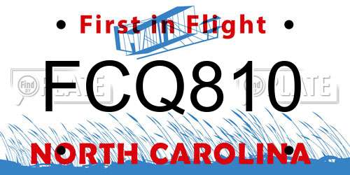 FCQ810 North Carolina License Plate