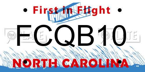 FCQB10 North Carolina License Plate