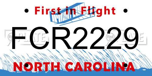 FCR2229 North Carolina License Plate