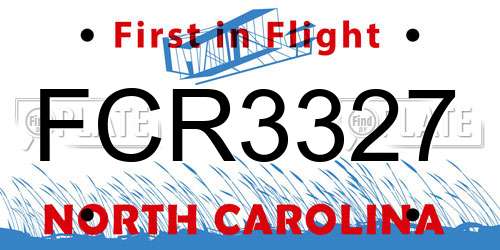 FCR3327 North Carolina License Plate