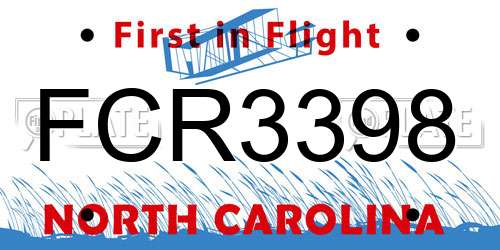 FCR3398 North Carolina License Plate