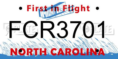 FCR3701 North Carolina License Plate