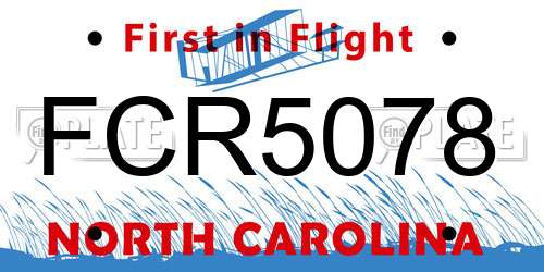 FCR5078 North Carolina License Plate
