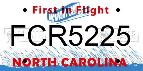 FCR5225 North Carolina License Plate