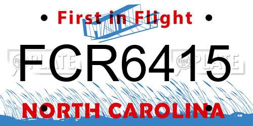 FCR6415 North Carolina License Plate