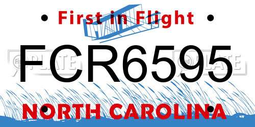 FCR6595 North Carolina License Plate