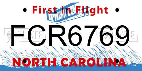 FCR6769 North Carolina License Plate