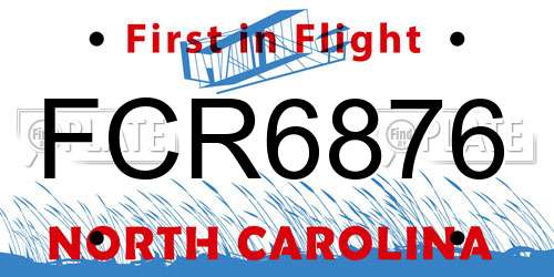 FCR6876 North Carolina License Plate