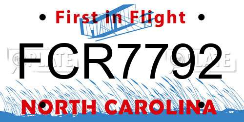 FCR7792 North Carolina License Plate