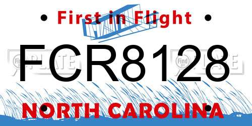 FCR8128 North Carolina License Plate