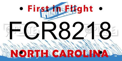 FCR8218 North Carolina License Plate
