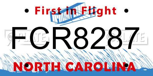 FCR8287 North Carolina License Plate