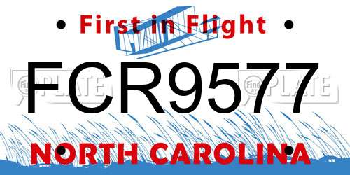 FCR9577 North Carolina License Plate