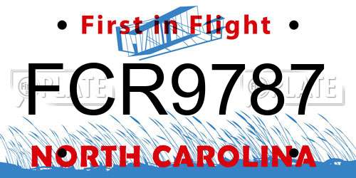 FCR9787 North Carolina License Plate