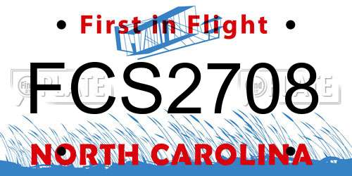 FCS2708 North Carolina License Plate