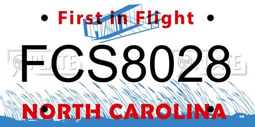FCS8028 North Carolina License Plate
