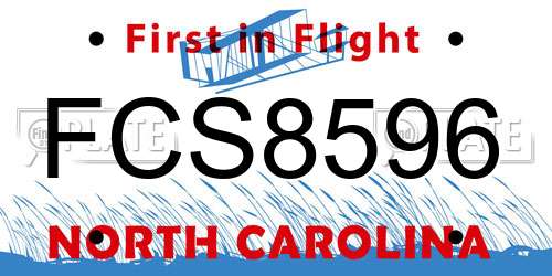 FCS8596 North Carolina License Plate