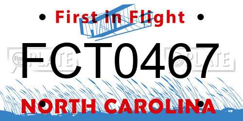 FCT0467 North Carolina License Plate