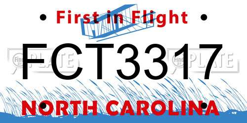 FCT3317 North Carolina License Plate