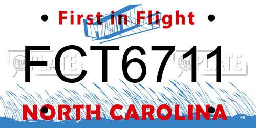 FCT6711 North Carolina License Plate