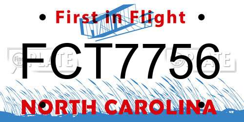 FCT7756 North Carolina License Plate