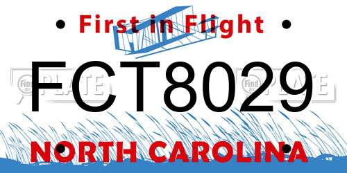 FCT8029 North Carolina License Plate