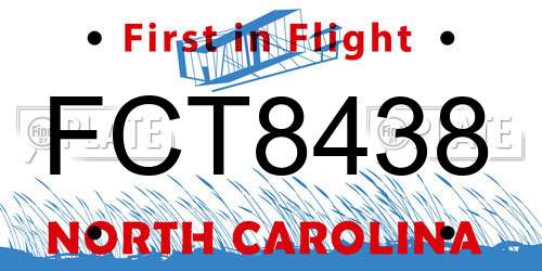 FCT8438 North Carolina License Plate